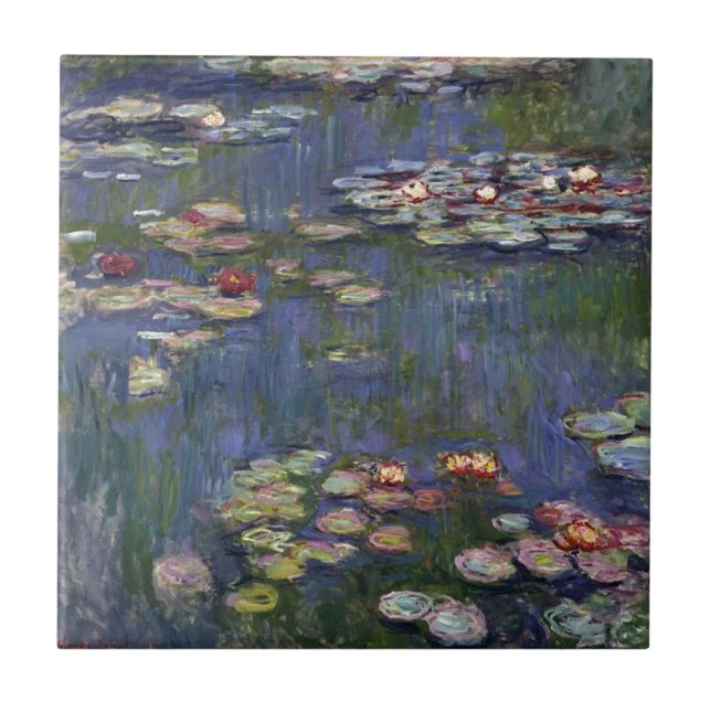Claude Monet Impressionist Water Lillies Painting Ceramic Tile (Front)