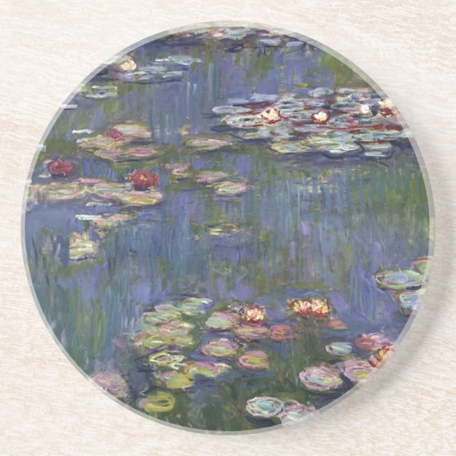 Claude Monet Impressionist Water Lillies Painting Coaster (Front)
