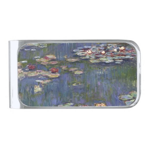 Claude Monet Impressionist Water Lillies Painting Silver Finish Money Clip