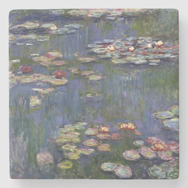 Claude Monet Impressionist Water Lillies Painting Stone Coaster (Front)
