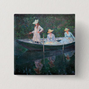 Claude Monet - In the Norvegienne Boat at Giverny Button