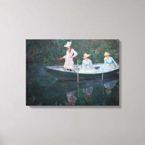 Claude Monet _ In the Norvegienne Boat at Giverny Canvas Print