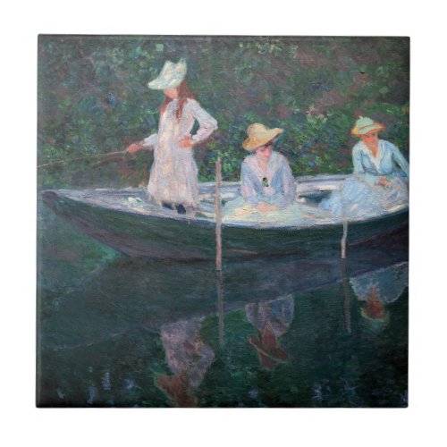 Claude Monet _ In the Norvegienne Boat at Giverny Ceramic Tile