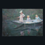 Claude Monet - In the Norvegienne Boat at Giverny Kitchen Towel<br><div class="desc">In the Norvegienne Boat at Giverny / La Barque - Claude Monet,  Oil on Canvas,  1887</div>