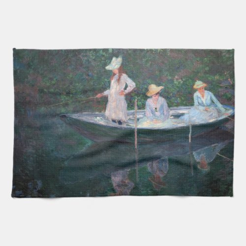 Claude Monet _ In the Norvegienne Boat at Giverny Kitchen Towel