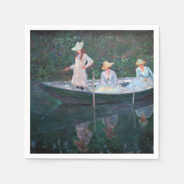 Claude Monet - In the Norvegienne Boat at Giverny Napkins (Front)