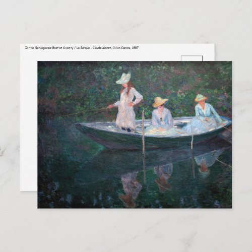 Claude Monet _ In the Norvegienne Boat at Giverny Postcard