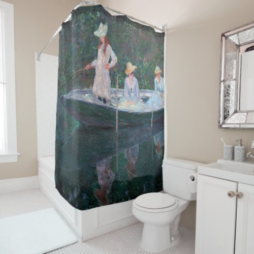 Claude Monet _ In the Norvegienne Boat at Giverny  Shower Curtain