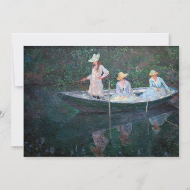 Claude Monet - In the Norvegienne Boat at Giverny Thank You Card (Front)