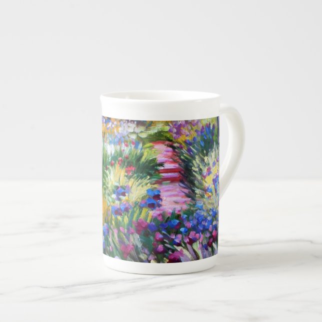 Claude Monet: Iris Garden by Giverny Bone China Mug (Front Right)