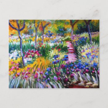 Claude Monet: Iris Garden By Giverny Postcard by vintagechest at Zazzle
