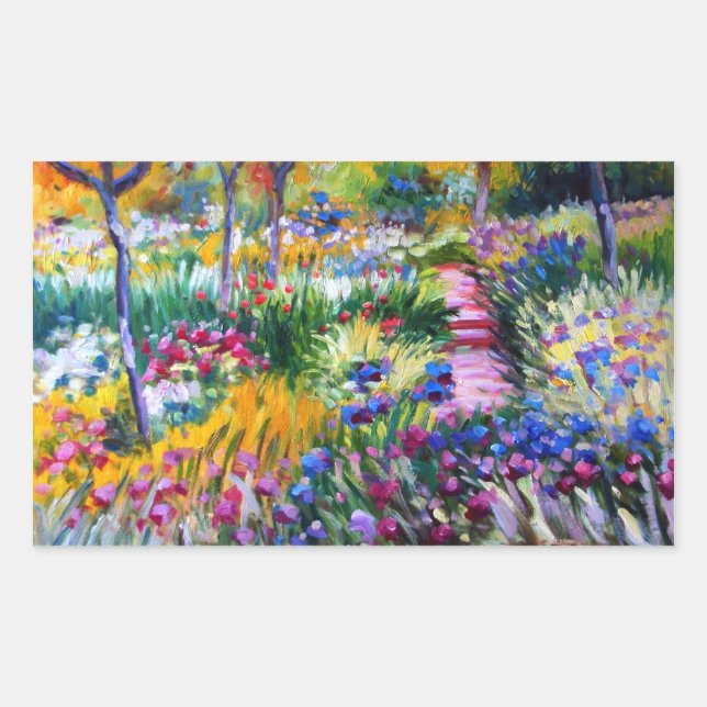 Claude Monet: Iris Garden by Giverny Rectangular Sticker (Front)
