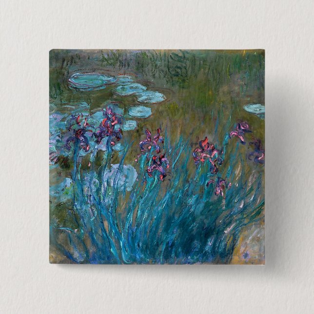 Claude Monet: Irises and Water Lilies Pinback Button (Front)