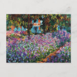 Claude Monet: Irises in Monet's Garden Postcard<br><div class="desc">Surprise your family and friends with a colorful classic postcard featuring irises in a garden,  painted by the French impressionist painter Claude Monet.</div>