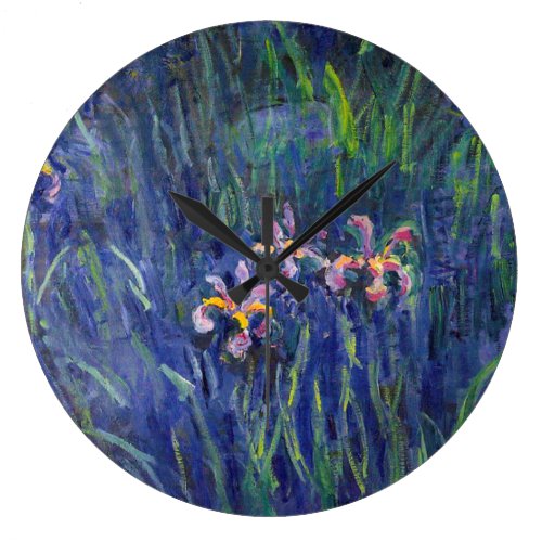 Claude Monet - Irises Large Clock