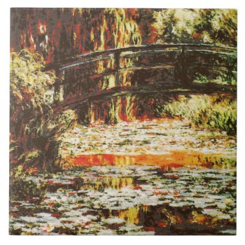 Claude Monet - Japanese Bridge And Water Lilies Tile by niceartpaintings at Zazzle