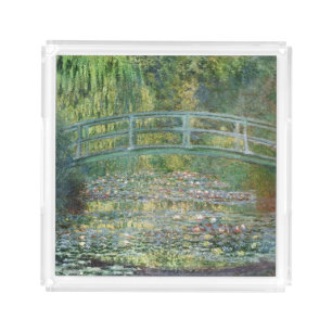 Claude Monet Japanese Bridge Water Lily Art Acrylic Tray