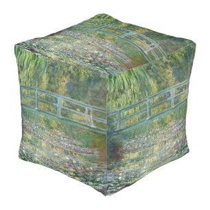 Claude Monet Japanese Bridge Water Lily Art Pouf