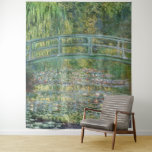 Claude Monet Japanese Bridge Water Lily Art Tapestry<br><div class="desc">"The Water-Lily Pond" (1899) is one of the most beloved masterpieces by Claude Monet, the pioneer of French Impressionism. This iconic painting depicts the serene beauty of his private garden in Giverny. A gracefully arched Japanese wooden bridge spans a tranquil pond covered in blooming water lilies. Monet masterfully uses a...</div>