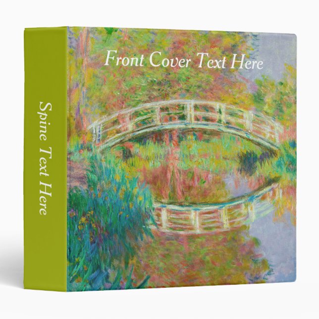 Claude Monet - Japanese Footbridge, Giverny 3 Ring Binder (Front/Spine)