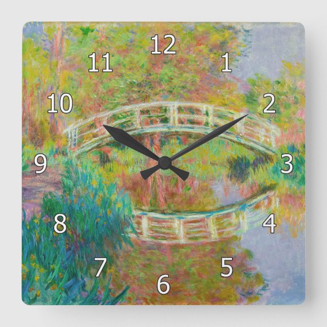 Claude Monet - Japanese Footbridge, Giverny Square Wall Clock (Front)