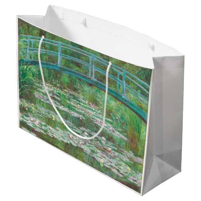 Claude Monet Japanese Footbridge. Impressionism Large Gift Bag (Back Angled)