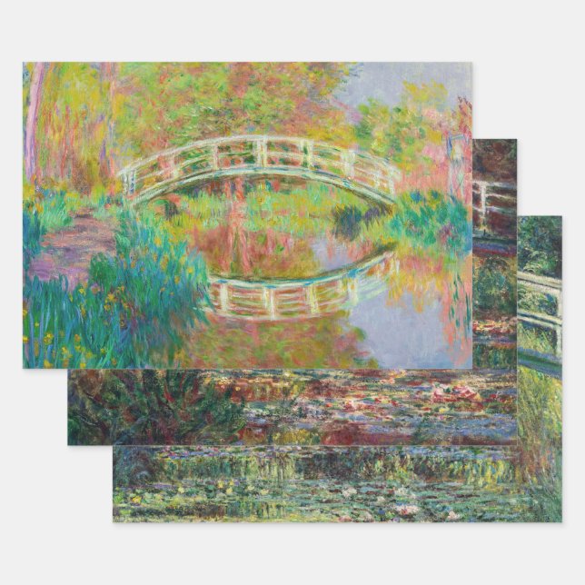 Claude Monet - Japanese Footbridge in Giverny Wrapping Paper Sheets (Set)