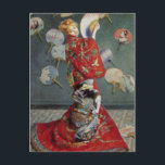 Claude Monet Japanese Kimono Postcard<br><div class="desc">Claude Monet's 1876 painting of his wife,  Camille,  wearing a Japanese kimono and a blonde wig to accentuate her western origins.</div>