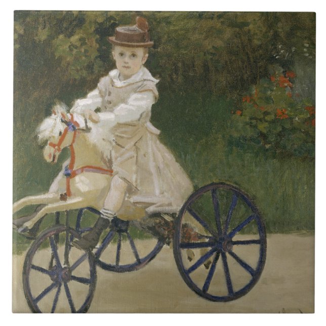 Claude Monet - Jean Monet on his Hobby Horse Ceramic Tile (Front)