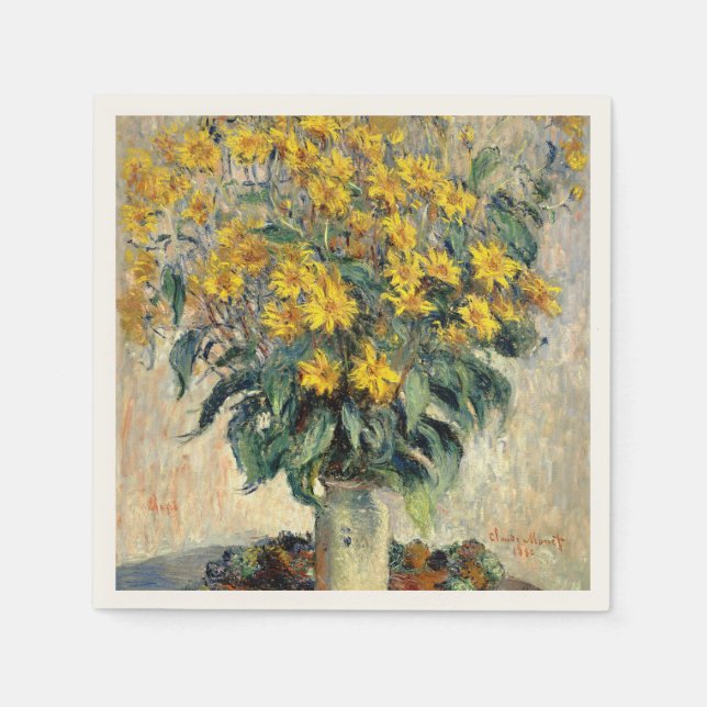 Claude Monet Jerusalem Artichoke Flowers 1880 Napkins (Front)