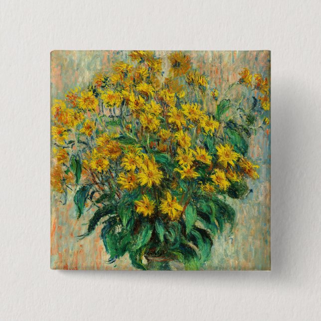 Claude Monet - Jerusalem Artichoke Flowers Button (Front)