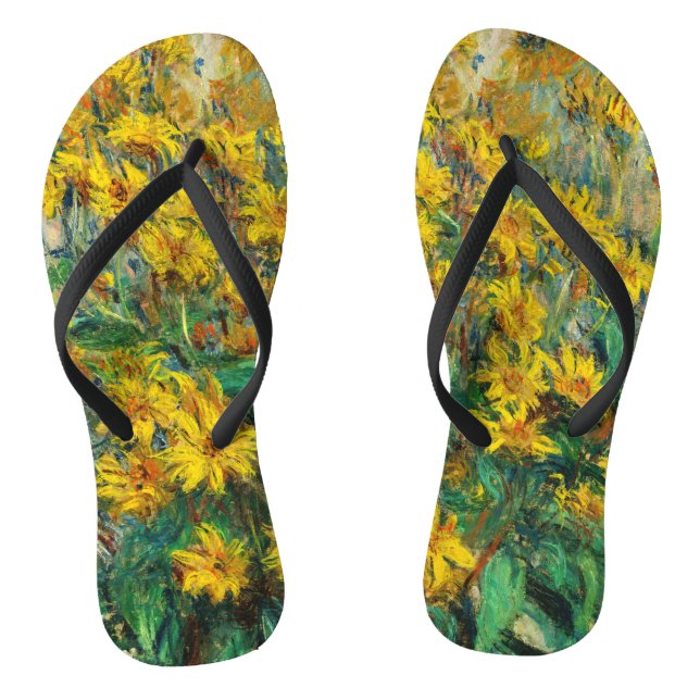 Claude Monet - Jerusalem Artichoke Flowers Flip Flops (Footbed)