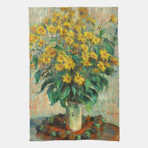 Claude Monet _ Jerusalem Artichoke Flowers Kitchen Towel