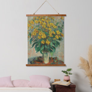 Claude Monet Jerusalem Artichoke Flowers Old Art Hanging Tapestry