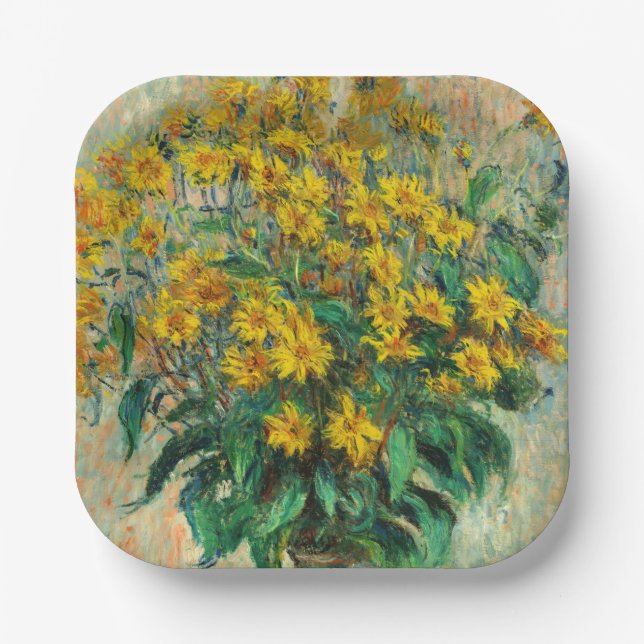 Claude Monet - Jerusalem Artichoke Flowers Paper Plates (Front)