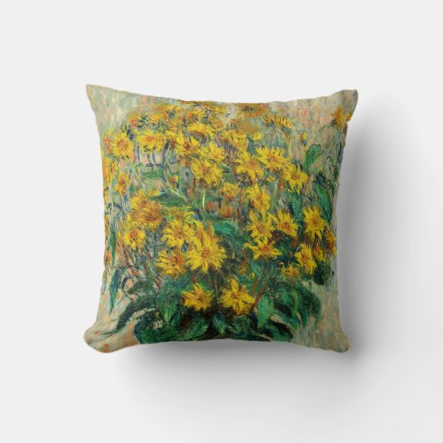 Claude Monet _ Jerusalem Artichoke Flowers Throw Pillow