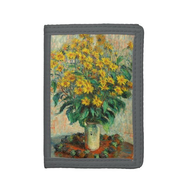 Claude Monet - Jerusalem Artichoke Flowers Trifold Wallet (Front Vertical)