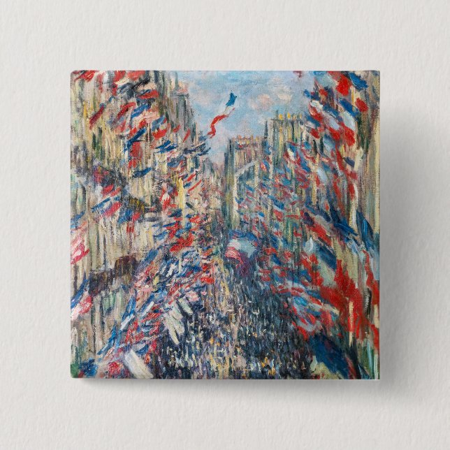 Claude Monet - La Rue Montorgueil - Paris Button (Front)