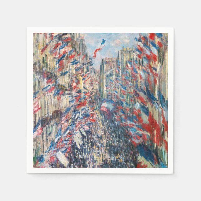 Claude Monet - La Rue Montorgueil - Paris Napkins (Front)