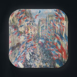 Claude Monet - La Rue Montorgueil - Paris Paper Plates<br><div class="desc">La Rue Montorgueil à Paris fete du 30 juin 1878. By Claude Monet in 1878.</div>