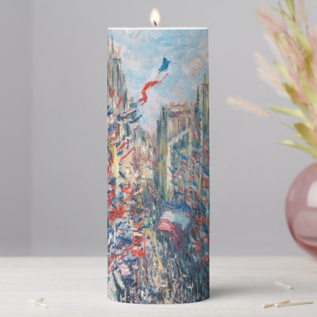 Claude Monet - La Rue Montorgueil - Paris Pillar Candle (In Situ)