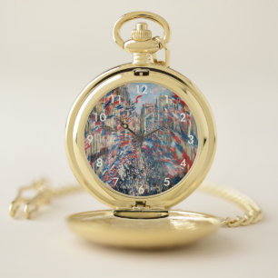 Claude Monet - La Rue Montorgueil - Paris Pocket Watch