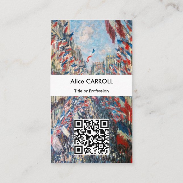 Claude Monet - La Rue Montorgueil, Paris - QR Code Business Card (Front)