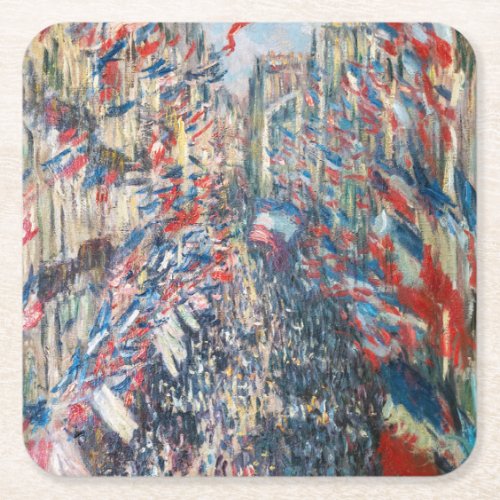 Claude Monet _ La Rue Montorgueil _ Paris Square Paper Coaster