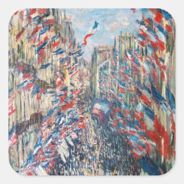 Claude Monet - La Rue Montorgueil - Paris Square Sticker (Front)
