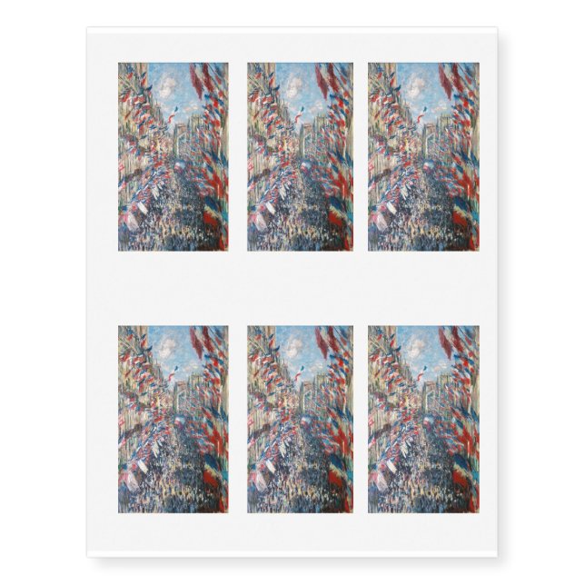 Claude Monet - La Rue Montorgueil - Paris Temporary Tattoos (Front)