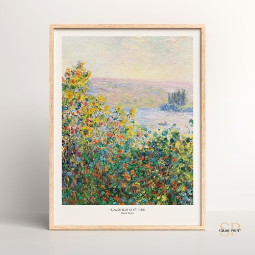 Claude Monet Landscape Flower Beds at Vetheuil Art Poster