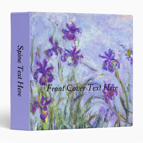 Claude Monet _ Lilac Irises  Iris Mauves 3 Ring Binder