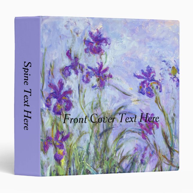 Claude Monet - Lilac Irises / Iris Mauves 3 Ring Binder (Front/Spine)