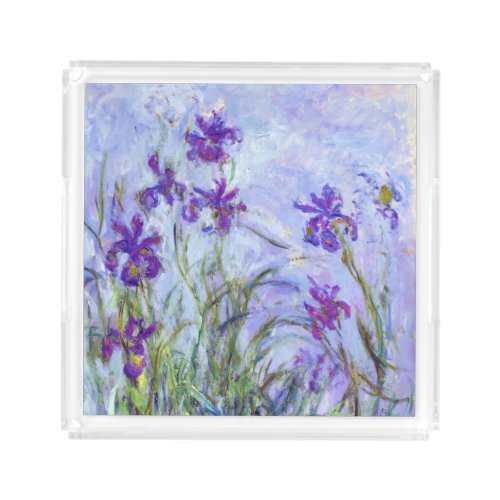 Claude Monet _ Lilac Irises  Iris Mauves Acrylic Tray